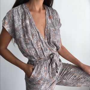 Free people wrap front printed jumpsuit